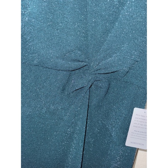 London Times Green Glitter Twist Front Ruffle Hem Cocktail Dress NWT Size 10 - Picture 4 of 5